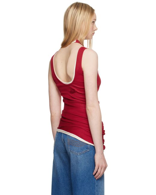 Jean Paul Gaultier レッド 'The Draped Double' タンクトップ Red