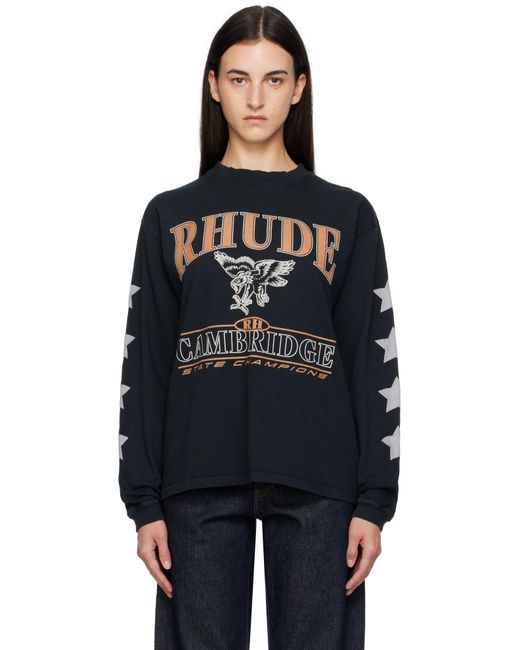Rhude Black 'Cambridge State Champs' Ls T-Shirt