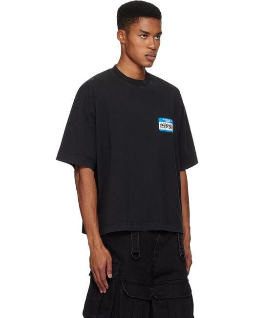 メンズ Vetements ブラック My Name Sticker クロップド