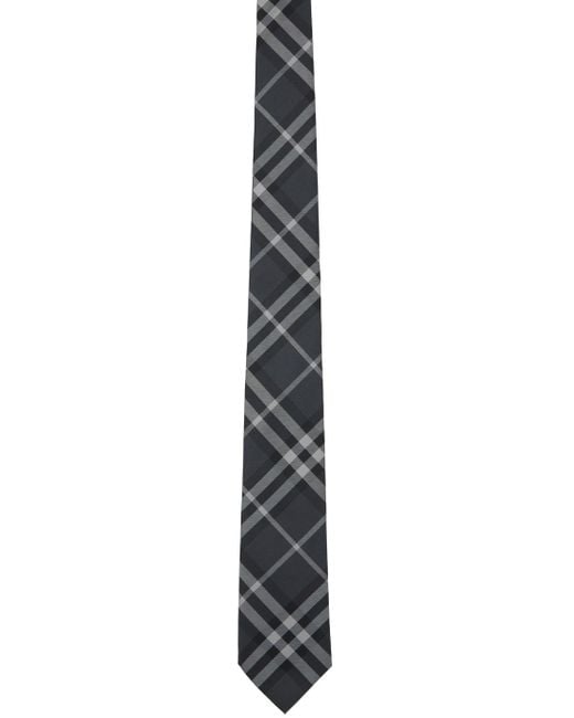 Burberry Black Gray Check Tie for men