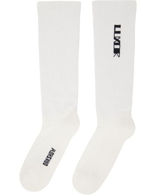 Rick Owens White Intarsia Socks for men