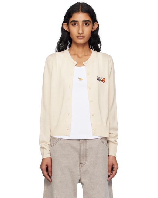 Cardigan À Coupe Classique Et À Écussons À Logo Bold Fox Head Maison Kitsuné en coloris White