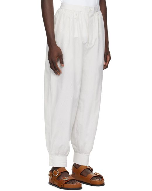 Hed Mayner White Striped Trousers for men