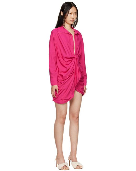 Jacquemus Red Pink 'la Robe Bahia' Minidress