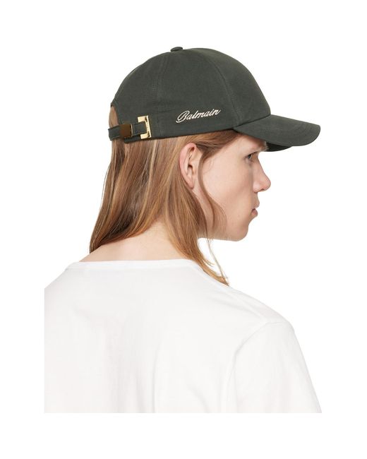 Balmain Brown Khaki Washed Cotton Cap for men