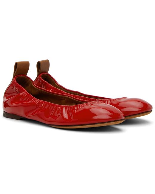 Lanvin Red Leather Ballerina Flats