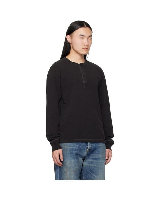 RRL Black Jersey Henley for men