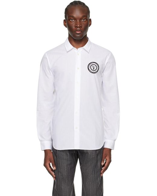 Versace Jeans Couture White V-emblem Shirt for Men | Lyst