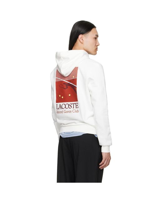 Lacoste White Off- Roland-Garros Edition Graphic Hoodie for men