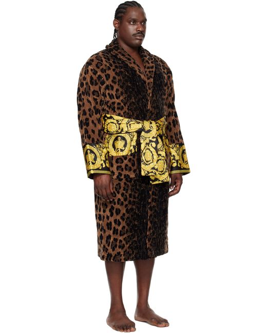Sortie-De-Bain Brun Et Noir À Motif Wild Barocco Versace pour homme en coloris Black