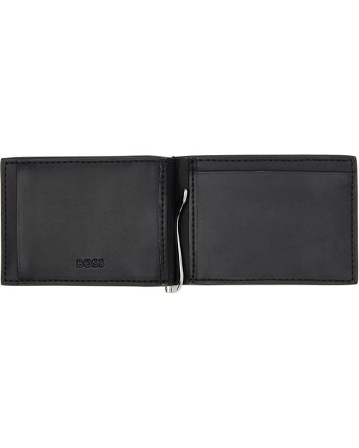 Boss Gray Grained Faux-Leather Wallet for men