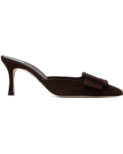 Manolo Blahnik Brown Maysale 70 Heels