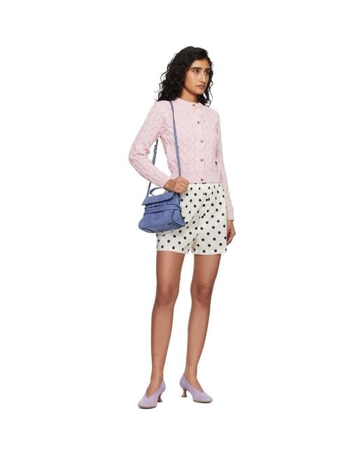 Moschino Blue 'Tie Me' Suede Small Bag