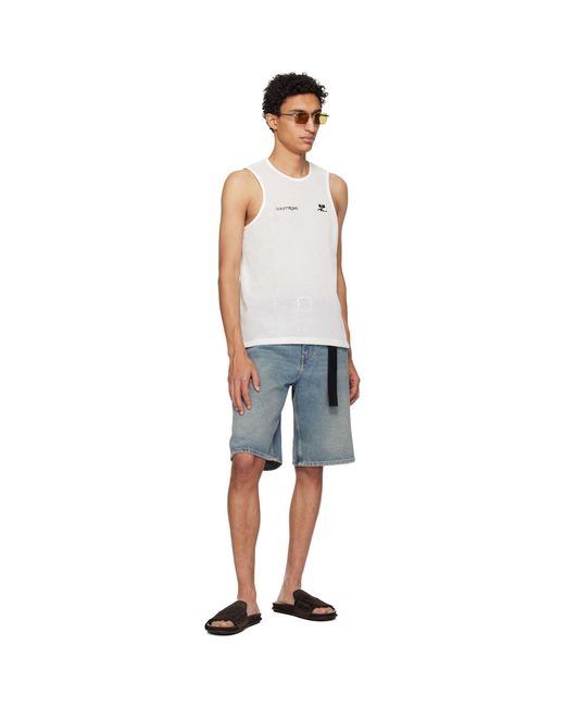 Courreges White Printed Mesh Tank Top for men