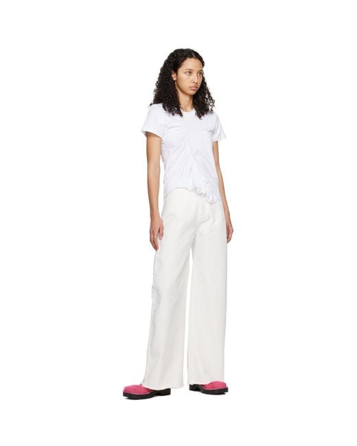 Marques'Almeida White Marques Almeida Gathered T-shirt