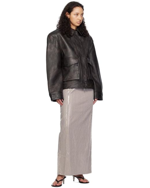 REMAIN Birger Christensen Black V-Shaped Leather Jacket
