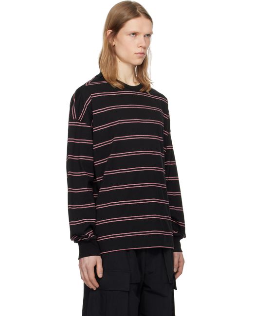 Juun.J Black Pin Stripe Long Sleeve T-Shirt for men