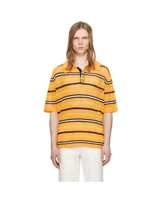 Zankov Orange Three-Button Polo for men