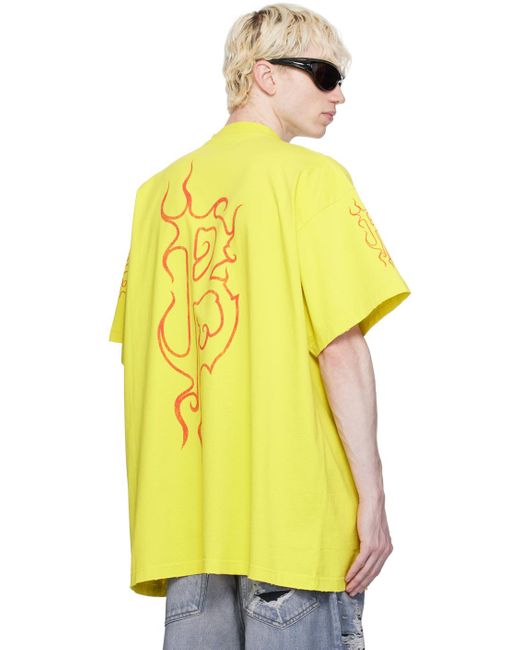 T-shirt jaune à logos darkwave Balenciaga pour homme en coloris Yellow