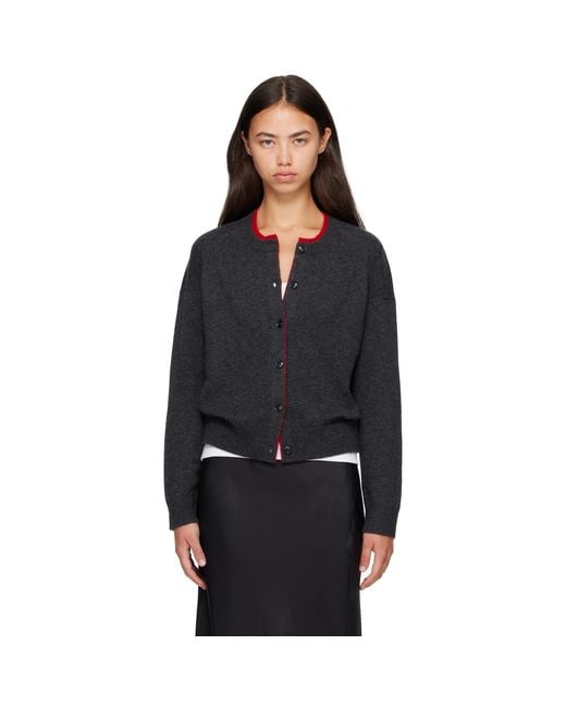 Loulou de Saison Black Nicola Bicolor Cashmere Cardigan