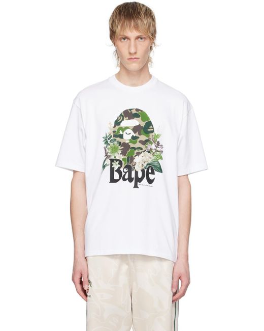 A Bathing Ape White Flora Big Ape Head T-Shirt for men