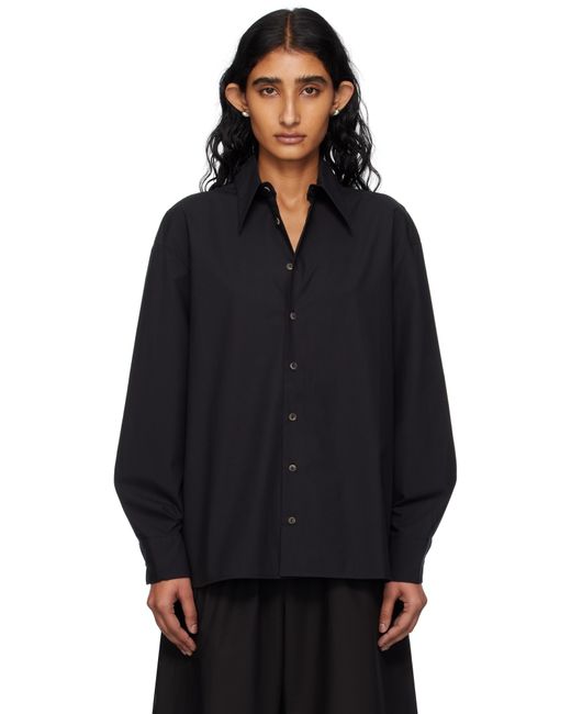 Bambou Roger Kwong Blue Cotton Poplin Oversized Long Sleeve Shirt