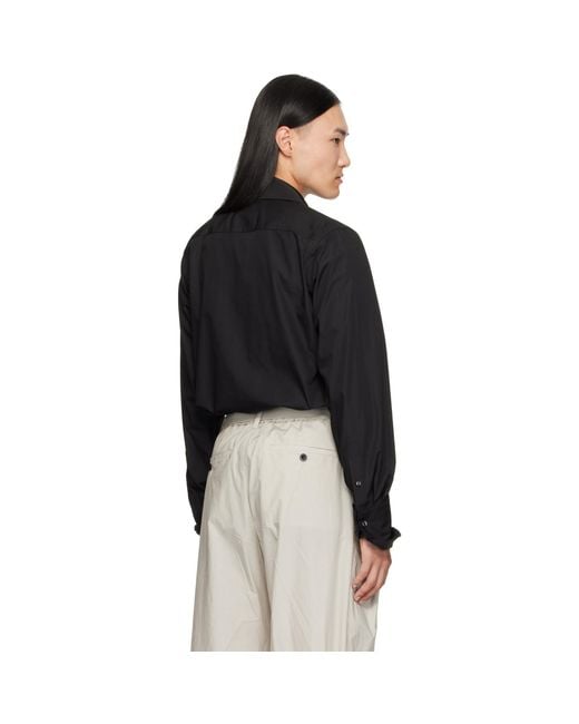 Sacai Black Satin Tie Poplin Shirt for men