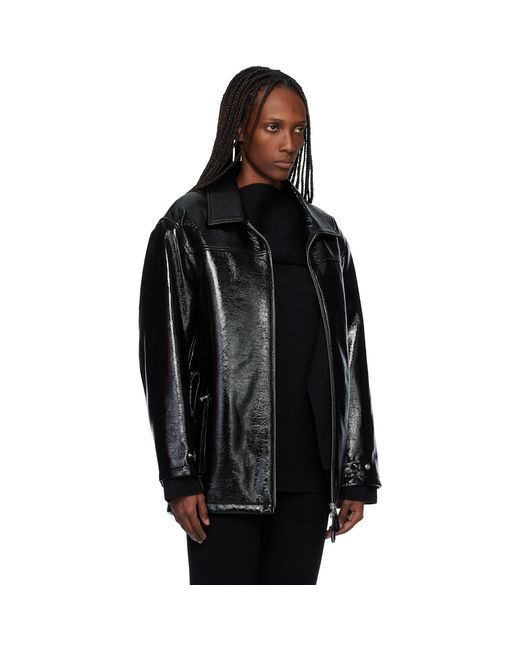 Courreges Black Oversized Vinyl Jacket