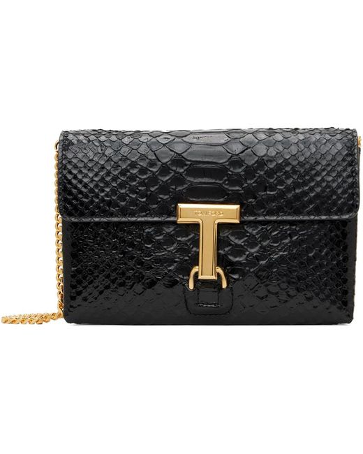 Mini sac monarch noir en cuir verni gaufré façon croco Tom Ford en coloris Black