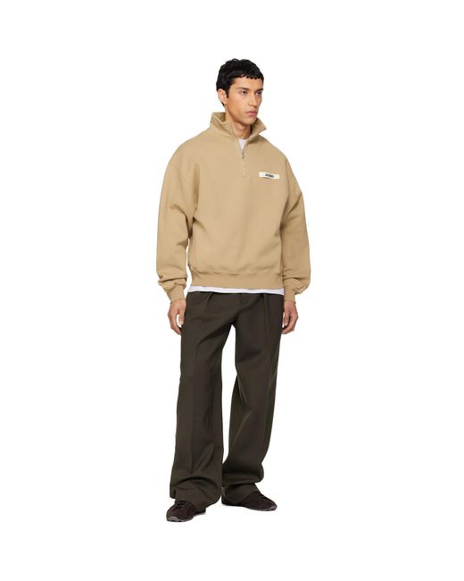 Jacquemus Natural Tan 'The Gros Grain Zipped-Rollneck' Sweatshirt for men