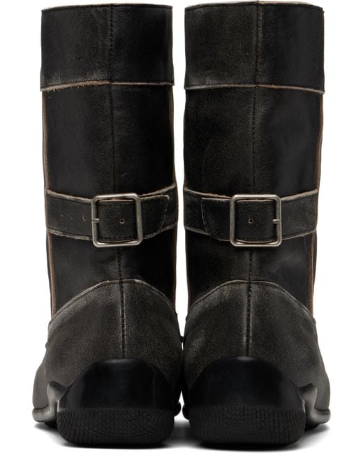【OPEN YY】 BALLET SLOUCHY SHORT BOOTS, CHARCOAL Gray Ballet Slouchy Short Boots by OPEN YY on Sale