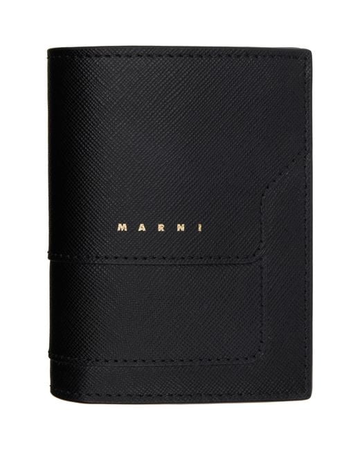 Marni Black Saffiano Leather Bi-Fold Wallet for men