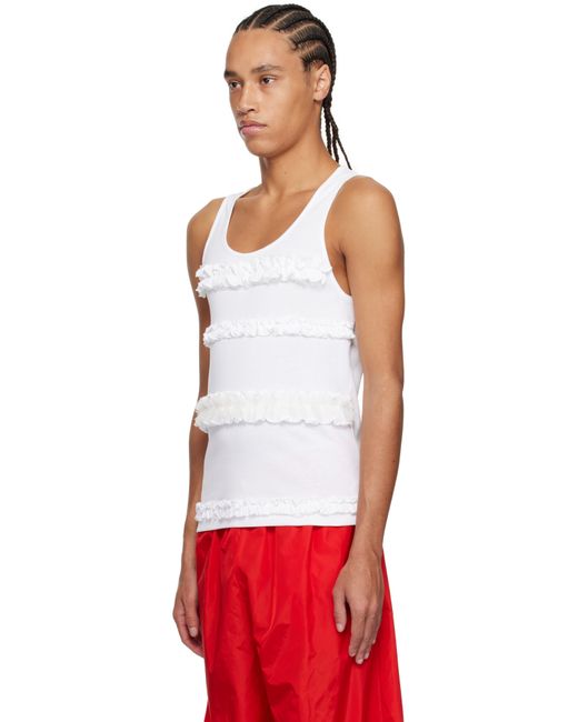 メンズ Simone Rocha ホワイト Ruffle Frill タンクトップ Red