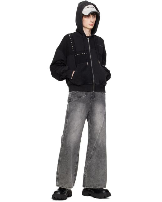 Feng Chen Wang Black Paneled Jeans for men