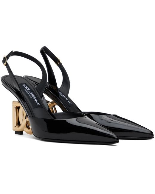 Dolce & Gabbana Dolce&gabbana Black Patent Leather Slingback Heels