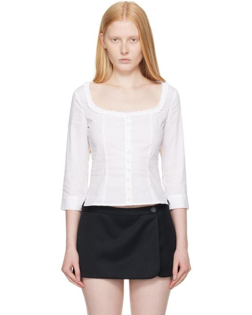 Sandy Liang White Simona Blouse