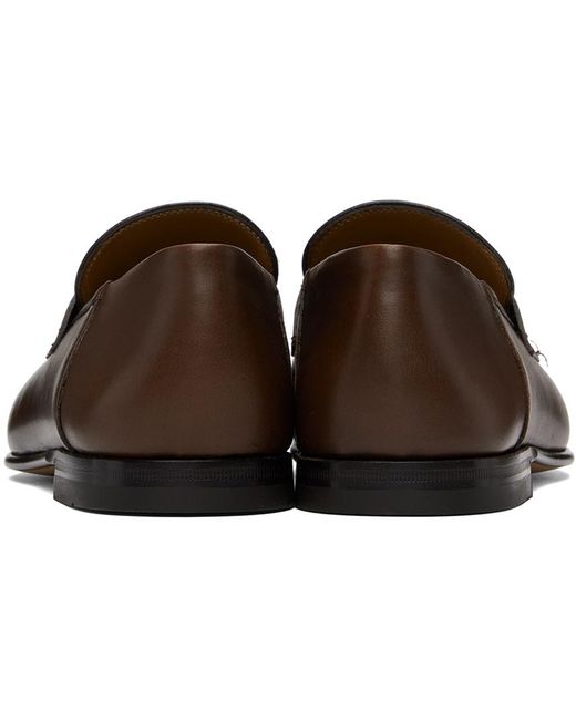 Ferragamo Black Brown Hardware Loafers for men