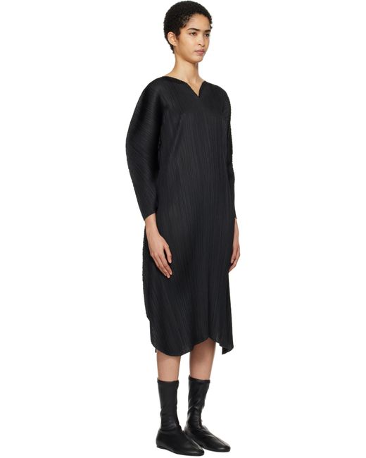 Pleats Please Issey Miyake Black Wormhole Midi Dress