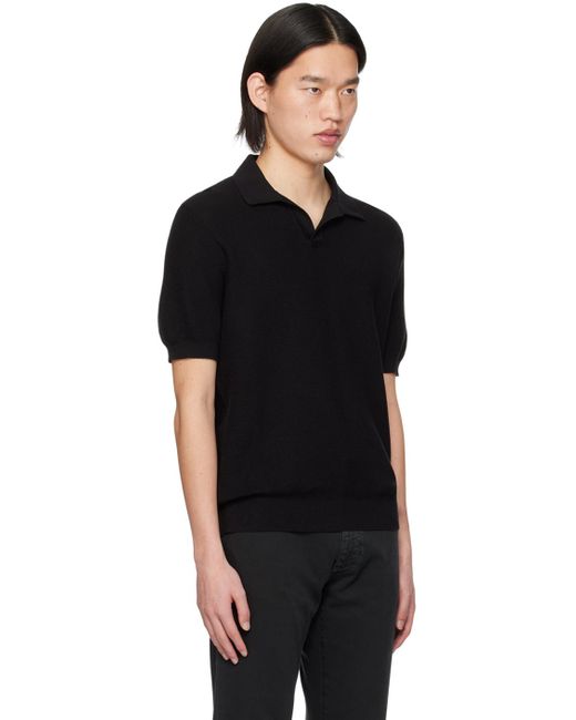 Polo noir à garnitures en tricot côtelé Zegna pour homme en coloris Black