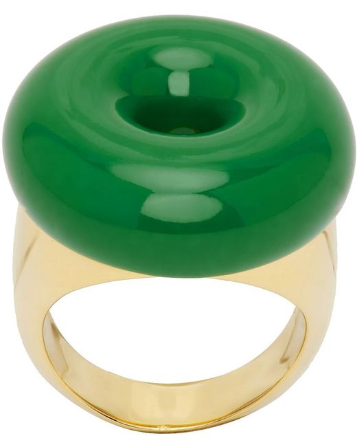 J.W. Anderson Gold & Green Bumper Moon Ring for men