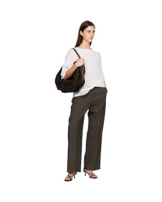 Totême Black Khaki Wide Tailored Trousers