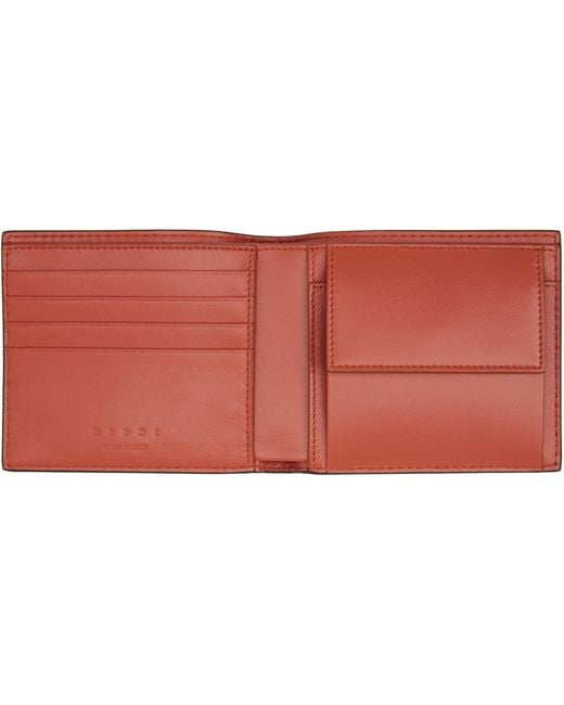 Marni Purple Burgundy Contrast Stitching Leather Bifold Wallet for men