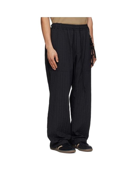 Song For The Mute Black Wide Weave Stripe Gym Track Pants for men