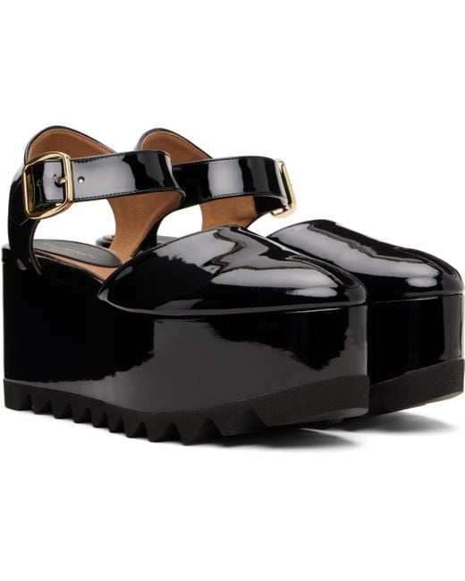 Stella McCartney Black Elyse Patent Alter Mat Platform Sandals