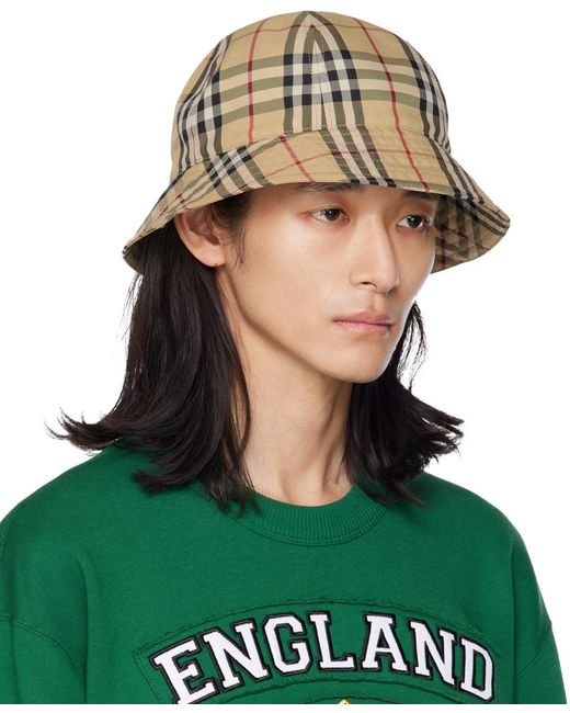 Burberry Green Check Bucket Hat for men