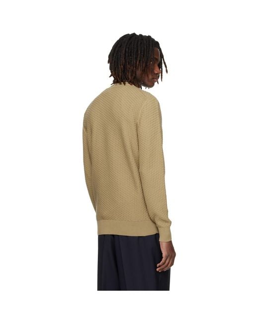 Boss Multicolor Cotton Knitted Structure Sweater for men