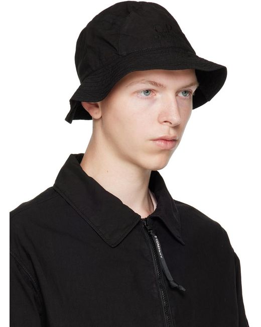 C P Company Black Ba-tic Bucket Hat for men