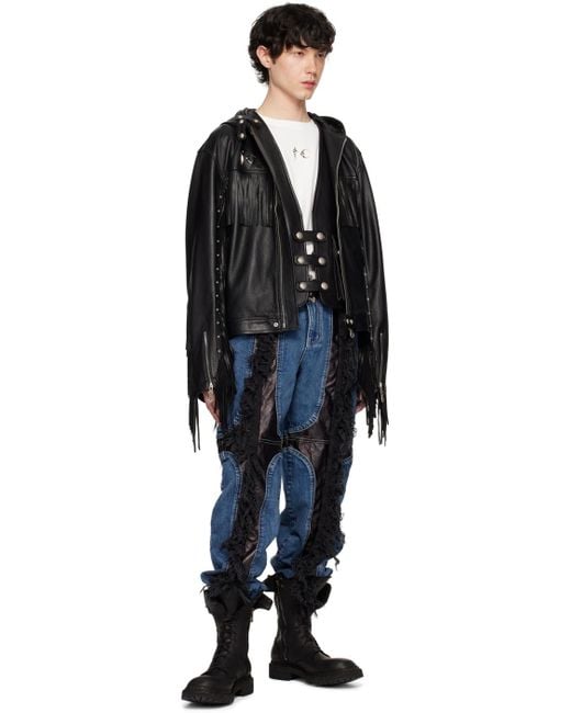 THUG CLUB Black Hell Cowboy Leather Jacket for men