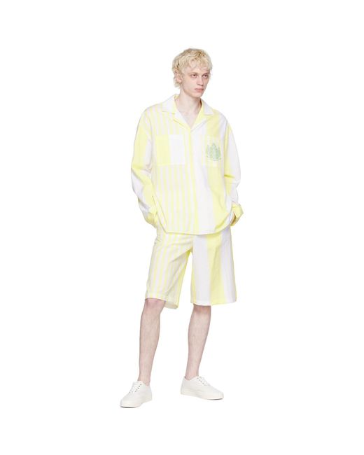 Maison Kitsuné Natural White & Yellow Hotel Olympia Edition Poolside Shorts for men