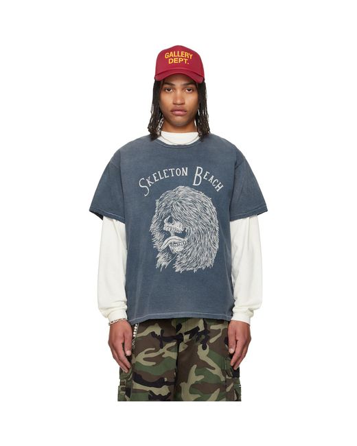 GALLERY DEPT. Blue Skeleton Beach Grit T-Shirt for men